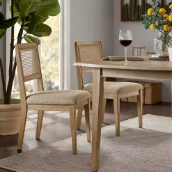 Sale Kirklands Home Neutral Woven Back Dining Chairs, Set of 2 Tan
