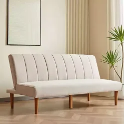 Best Kirklands Home Neutral Woven Channel Convertible Sofa Tan