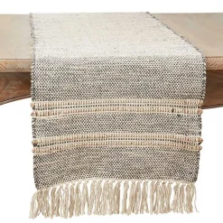 Kirklands Home Neutral Woven Tassel Table Runner