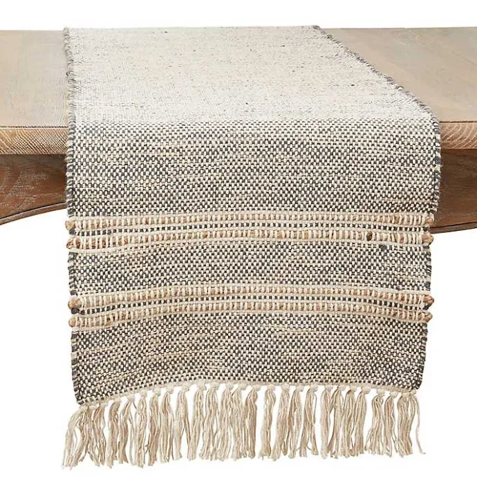 Kirklands Home Neutral Woven Tassel Table Runner