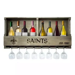 Kirklands Home New Orleans Saints Reclaimed Wood Bar Shelf Gray