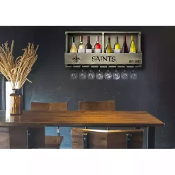 Kirklands Home New Orleans Saints Reclaimed Wood Bar Shelf Gray