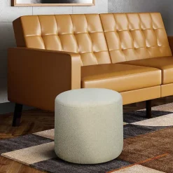 Kirklands Home Newton Boucle Cylinder Ottoman Ivory