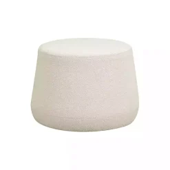 Kirklands Home Newton Boucle Thimble Ottoman Ivory