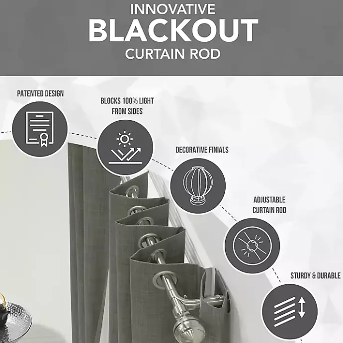 Hot Kirklands Home Nickel Blackout Extendable Curtain Rod, 72 in.