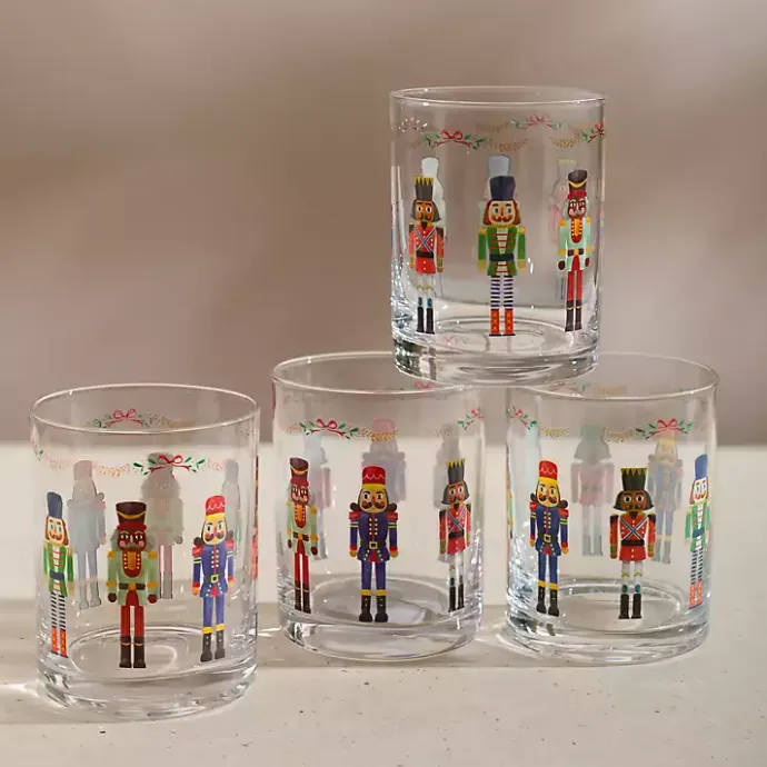 Outlet Kirklands Home Nutcracker Short Glass Tumblers, Set of 4 Multi