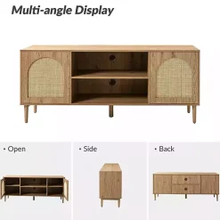 Discount Kirklands Home Oak and Natural Rat Media Cabinet Tan