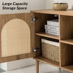Discount Kirklands Home Oak and Natural Rat Media Cabinet Tan