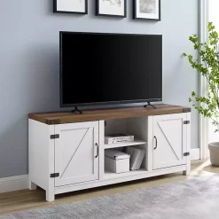 Clearance Kirklands Home Oak Farmhouse Double Door TV Stand