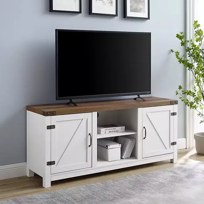 Clearance Kirklands Home Oak Farmhouse Double Door TV Stand