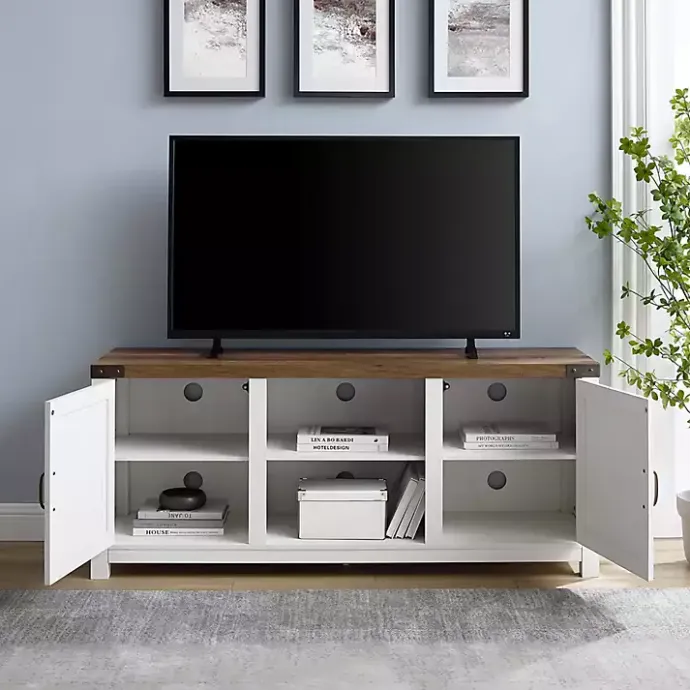 Clearance Kirklands Home Oak Farmhouse Double Door TV Stand