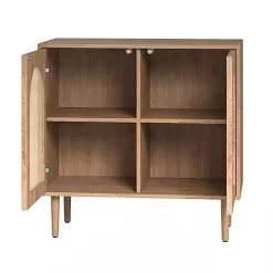 Hot Kirklands Home Oak Wood and Arched Rat 2-Door Cabinet Tan