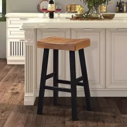 Online Kirklands Home Oak Wood Backless Cooper Bar Stools, Set of 2 Brown