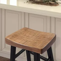 Online Kirklands Home Oak Wood Backless Cooper Bar Stools, Set of 2 Brown