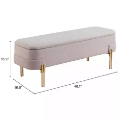 Outlet Kirklands Home Oatmeal Shearling Upholstered Storage Bench Tan