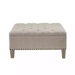 Outlet Kirklands Home Oatmeal Tufted Square Ottoman Tan