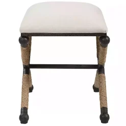 New Kirklands Home Oatmeal Upholstered Wrapped Rope Frame Bench Ivory