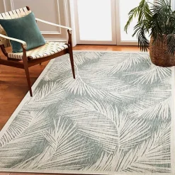 Discount Kirklands Home Ocean Blue Palm Leaves Outdoor Area Rug, 6x9
