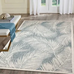 Discount Kirklands Home Ocean Blue Palm Leaves Outdoor Area Rug, 6x9