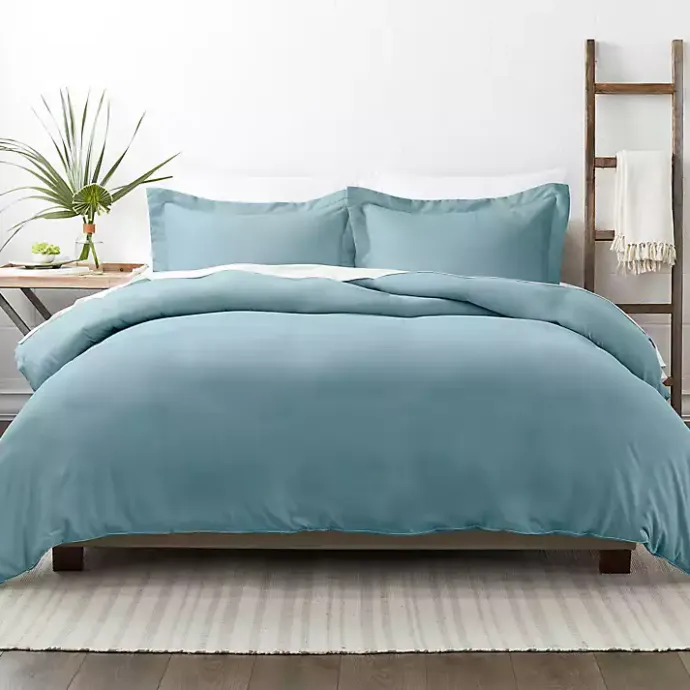 New Kirklands Home Ocean Solid 3-pc. Queen Duvet Cover Set Blue