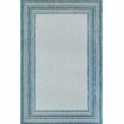 Online Kirklands Home Ocean Blue Threaded Frame Outdoor Area Rug, 4x7