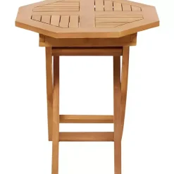 Outlet Kirklands Home Octagonal Wood Slatted Outdoor Accent Table Brown