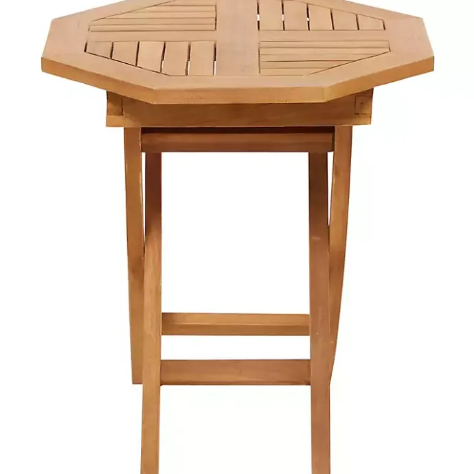 Outlet Kirklands Home Octagonal Wood Slatted Outdoor Accent Table Brown