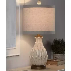 Hot Kirklands Home Off Beige Distressed Artichoke Table Lamp White
