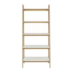 Online Kirklands Home Off White Wood Shelves with Natural Frame Bookcase