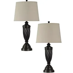 Sale Kirklands Home Oiled Bronze Twisted Urn Table Lamps, Set of 2 Tan
