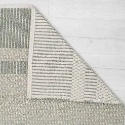Kirklands Home Olive Striped Border Area Rug Green