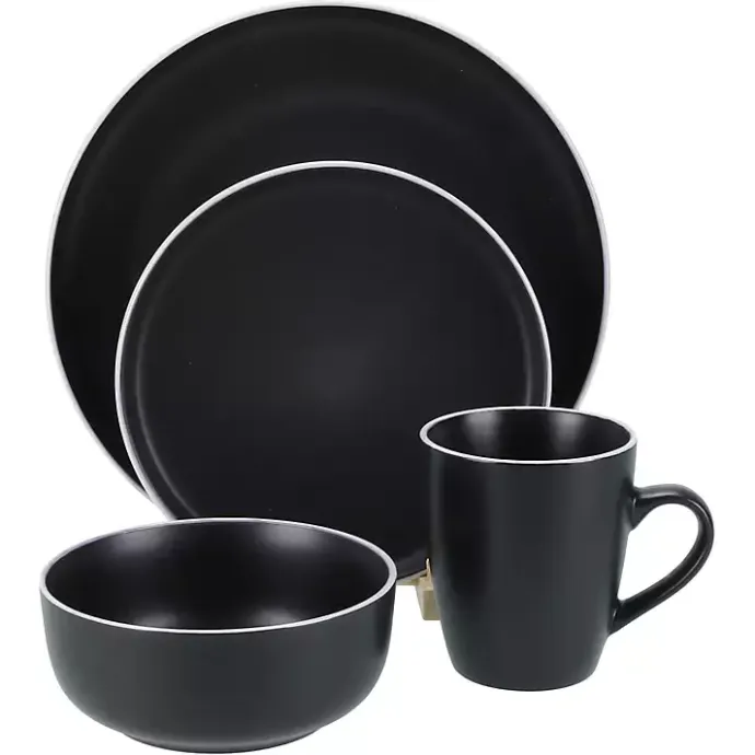New Kirklands Home Onyx Eliza 16-pc. Dinnerware Set Black