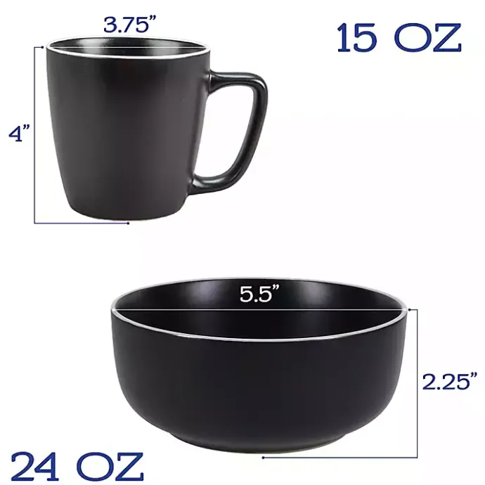 New Kirklands Home Onyx Eliza 16-pc. Dinnerware Set Black