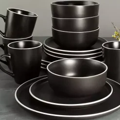 New Kirklands Home Onyx Eliza 16-pc. Dinnerware Set Black