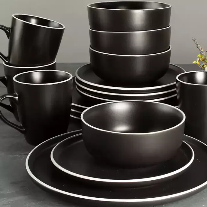 New Kirklands Home Onyx Eliza 16-pc. Dinnerware Set Black