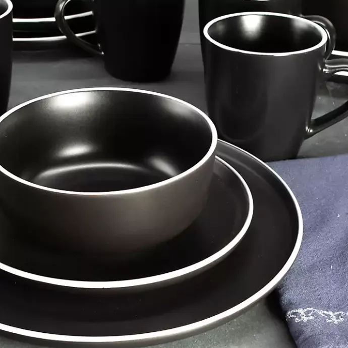 New Kirklands Home Onyx Eliza 16-pc. Dinnerware Set Black