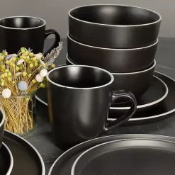 New Kirklands Home Onyx Eliza 16-pc. Dinnerware Set Black