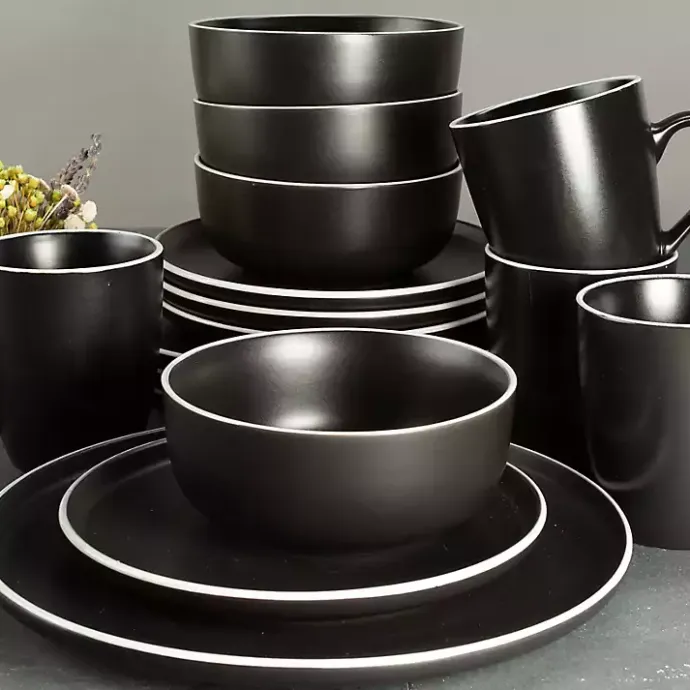 New Kirklands Home Onyx Eliza 16-pc. Dinnerware Set Black