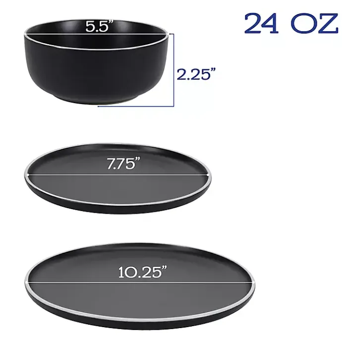 Discount Kirklands Home Onyx Eliza 12-pc. Dinnerware Set Black
