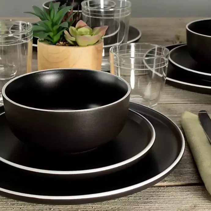 Discount Kirklands Home Onyx Eliza 12-pc. Dinnerware Set Black