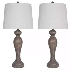 Clearance Kirklands Home Opal Rustic Wood Table Lamps, Set of 2 Gray