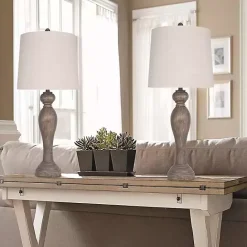 Clearance Kirklands Home Opal Rustic Wood Table Lamps, Set of 2 Gray