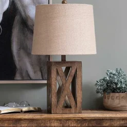 Hot Kirklands Home Open Block Table Lamp Tan