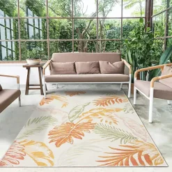 Clearance Kirklands Home Orange & Green Palms Reversible Outdoor Rug, 5x7