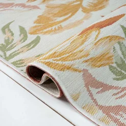 Clearance Kirklands Home Orange & Green Palms Reversible Outdoor Rug, 5x7
