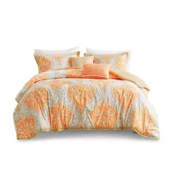 New Kirklands Home Orange Damask 5-pc. Full/Queen Comforter Set