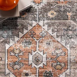 Hot Kirklands Home Orange Distressed Medallion Washable Area Rug, 4x6