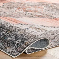 Hot Kirklands Home Orange Distressed Medallion Washable Area Rug, 4x6