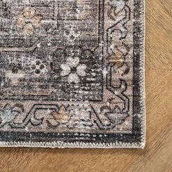 Kirklands Home Orange Distressed Medallion Washable Area Rug, 5x8
