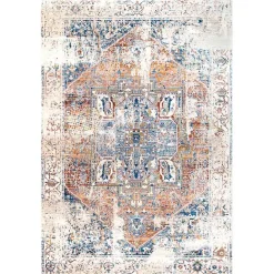 Hot Kirklands Home Orange Eli Medallion Fringe Area Rug, 5x8